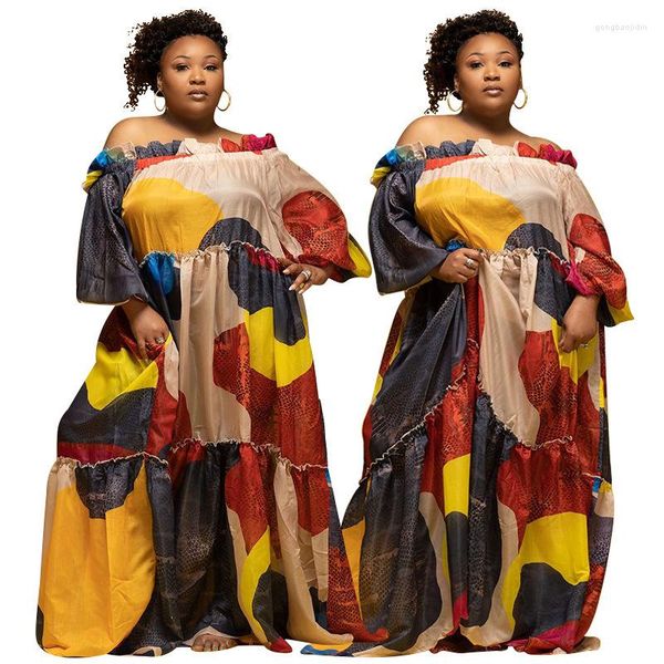 Robes décontractées vente 2023 été rétro couleur correspondant imprimer grande taille vêtements pour femmes grosse soeur grande balançoire jupe taille haute joint W