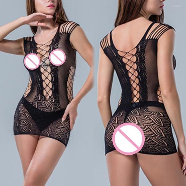 Robes décontractées vendant une robe à poisson sexy pour femmes Mesh érotique Hollow Tentation Jupe courte féminine Lingerie Night Club Wear