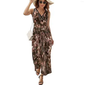 Robes décontractées Paillettes PRINT Texture |Robe sans manches d'inspiration rétro disco des années 70 en bronze métallisé pour femme