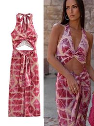 Robes décontractées sexy backless imprimer de plage robe femme sanctificat