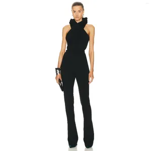 Casual jurken sexy zwart backless capuchon jumpsuit strakke bodysuit voor vrouwen fitness jumpsuits kleding