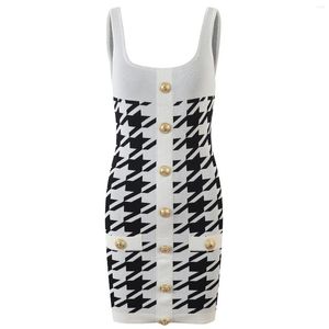 Casual jurken sexy kostuum vrouw spaghetti riemen blackless houndstooth tank bodycon bodycon jurk hoge kwaliteit voor dames zomer te koop