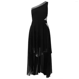 Casual jurken sexy elegante Deep V Neck Mouwloze asymmetrische Cascading Ruffles High Prom Dress Long For Women Evening