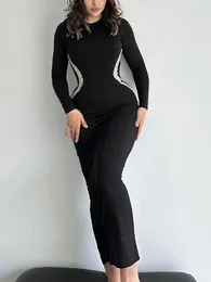 Casual Kleider Sexy Gürtel Taille Gestreift Schlank Bodycon Langes Kleid Frauen Ärmeln Dünne Maxi Abend Club Party Vestidos