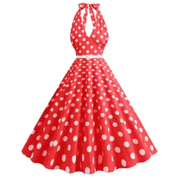 Robes décontractées licou sexy profonde en V-colmes 1950s 60s robe rétro femme robe pin-up vintage y2k polka dot imprimer grande fête d'été 2024