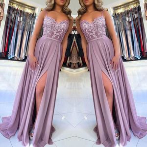 Casual jurken Sexy High Sliets Lace Dress Women Fashion Floral Coral Bridesmaid Party Elegante vrouwelijke bruiloft Gast Robe Vestidos