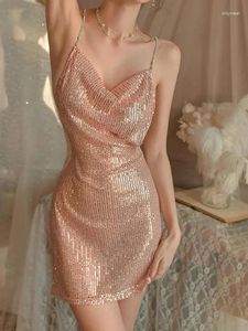 Casual jurken sexy nachtclub glanzende diamanten ketting krui Backless korte avondjurk dames perspectief van schouderfanse stijl oe2u