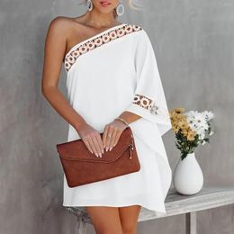 Casual jurken sexy one-shoulder feestjurk met lange mouwen vrouwen mode zomer losse mini elegante diagonale nek onregelmatig