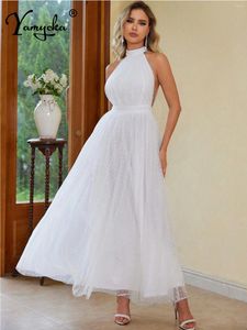 Robes décontractées sexy Voir à travers blanc robe d'été maxi femmes de luxe d'anniversaire de luxe menson