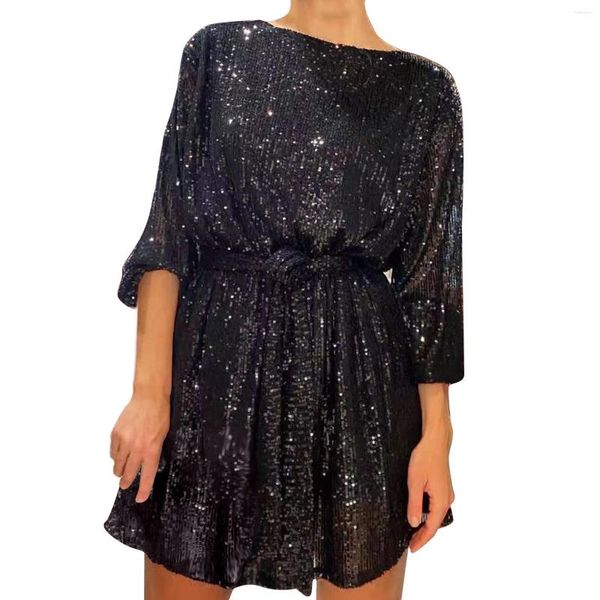 Robes décontractées Sexy Sequin Party Mini pour les femmes de nuit de nuit.