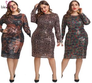 Robes décontractées Sequins sexy plus taille 4x l5xl bodycon robe femme d'hiver nocte