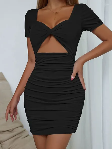 Vestidos casuales sexy manga corta mini vestimenta v cuello para el cuello