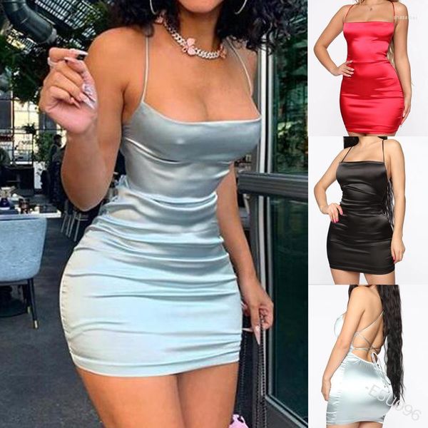 Vestidos casuales Sexy Solid Mesh Beach para mujeres Halter Bandage See-through Folds Lace Up Mini Dress Rave Holiday Outfits Ropa de mujer