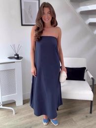 Casual Kleider Sexy Trägerloses Kleid Frauen Ärmellose Nacht Aus Party Sommer Kleidung 2023 Gerade Ausschnitt Midi