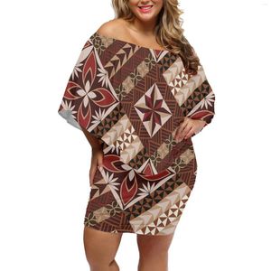 Casual jurken Sexy Summer Custom Dress Polynesische tribale print Strapless Korte mouw modieuze elegante feesthuis Samoaanse stijl