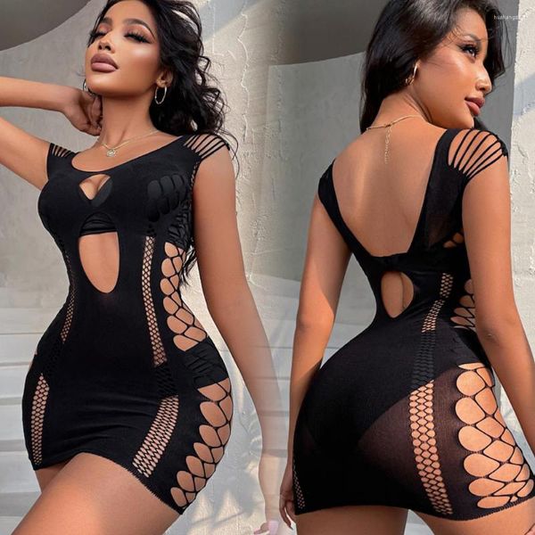 Robes Décontractées Sexy Collants Lingerie Mode Mini Jupe Plage Résille Robe Dames Érotique Maille Vêtements Discothèques Tenue Femmes Beachwear