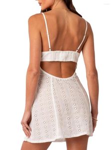 Casual jurken Sexy v-hals rugloze mini-jurk met holle uitsparing en open rug voor zomerjurk voor dames