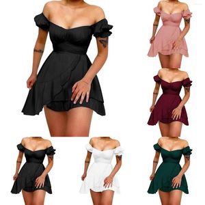 Casual jurken Sexy V Neck Off Schouder Backless Mini Fall Midi For Women Dames Maxi Floral Dress met zakken feestmeisjes