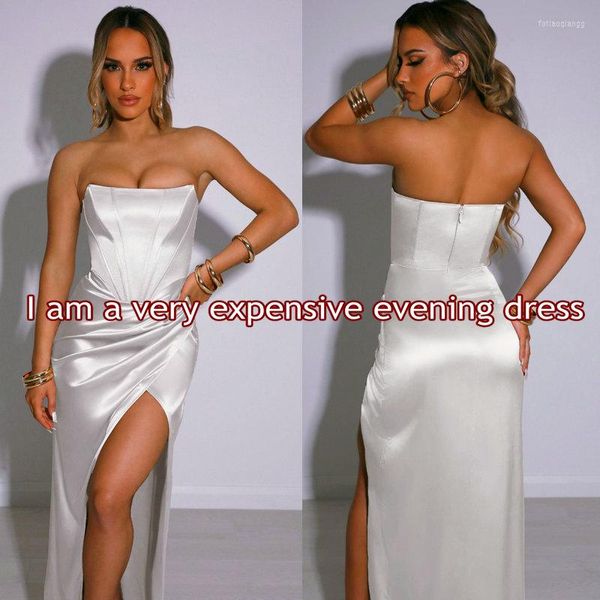 Robes décontractées Sexy année robe de soirée 2023 longue Y2k vêtements d'été blanc sans bretelles cheville longueur fête Chic et élégant pour les femmes