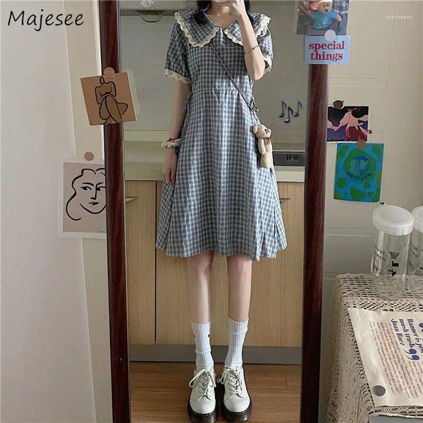 Vestidos casuales Vestido de manga corta Mujeres Elegante Universidad Jóvenes Damas encantadoras Plaid Summer Street Wear Harajuku Moda Estilo coreano Acogedor