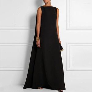 Casual jurken eenvoudige massieve zoom lange maxi jurk vrouwen lente o nek mouwloze tankfeestje zomer backless v-neck boho dames