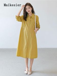 Robes décontractées simple boutonnage revers banlieue printemps/été pour femmes 2023 robe femme Chic et élégant femme haut