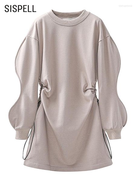 Vestidos casuales SISPELL vestido suelto para mujer cuello redondo manga larga sólido minimalista Mini mujer primavera moda coreana estilo de ropa