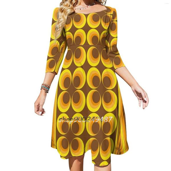 Robes Décontractées Sixties Motif Chérie Noeud Robe Évasée Design De Mode Grande Taille Lâche 60S 70S