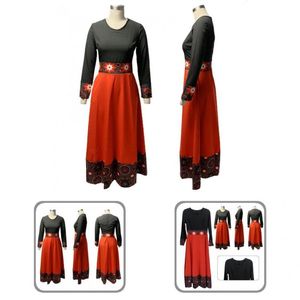 Robes décontractées mode respectueuse de la peau grande taille Vintage Maxi robe taille haute femmes à manches longues Streetwear