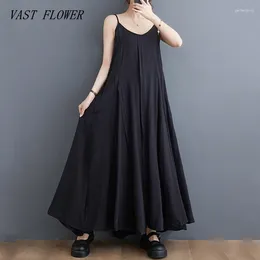 Vestidos informales Correa sin mangas Black Vintage In for Women Loose Long Long Summer Dress Elegant Clothing 2024
