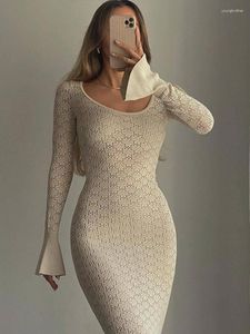 Casual jurken slim fit flare strand maxi-jurk voor dames mode ronde hals uitgehold vrouwelijke vestidos sexy off-shoulder avond