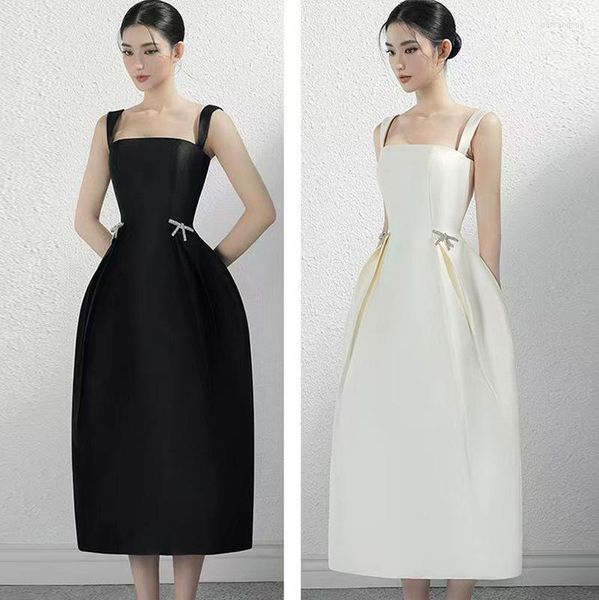 Vestidos casuales Slip Dress Marca de moda Y2k Design Sense Mujer Verano 2023 Color sólido Sin tirantes Simple Slim Formal