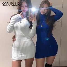 Casual jurken soburlur dames midi robe boho tas heup elastische sexy vrouwelijke mini-jurk Koreaanse mode hoog getailleerde vrouw kleding