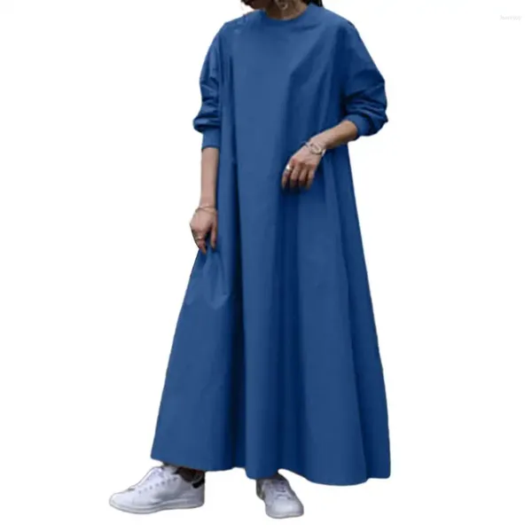 Robes décontractées Robe douce Robe surdimensionnée Poche surdimensionnée Maxi Rétro Style A-ligne Longueur de la cheville avec poignets élastiques Automne / Printemps Mode Femmes