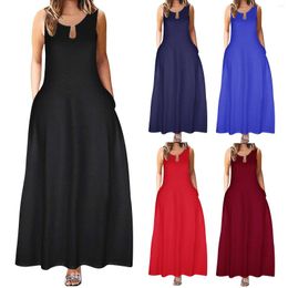 Casual jurken solide kleurenfeest lang voor vrouwen plus maat losse mouwloze formele avond zomer oversized a-line jurk 5xl