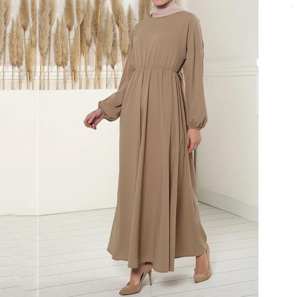 Vestidos casuales Moda musulmana sólida Hijab Dubai Abaya Long Women With Belt Islam Ropa africana para bata de kaftan