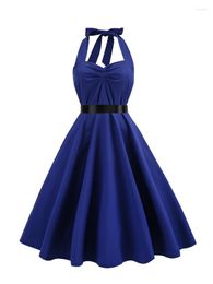 Casual jurken Solid vintage jurk dames 2023 zomer sexy halter polka dot print party 50s 60s robe pin up rockabilly vestidos