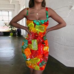 Robes décontractées des bonbons de jolie femme aliment de la robe de soleil couloré licou coloré fondant fondant 3d imprime