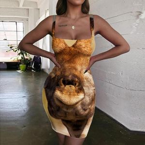 Robes décontractées SOMEPET girafe femmes Animal licou sans manches famille impression 3d mignon robe moulante femmes vêtements grande taille court