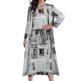 Robes décontractées Spaper Collage Dress Two Piece Jackie Kennedy Aesthetic Boho Beach Long Womens Sexy Maxi Gift