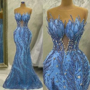 Casual jurken schittert pailletten kralen avond Afrikaanse vrouwen elegant veren imperium prom jurken mermaid lang formeel feest ballkleider 2024