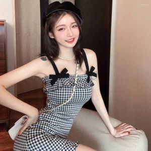 Casual jurken Spice Girl Aesthetic Vintage Plaid Dress Trendy Summer Sexy Slim Mini Girls Streetwear Princess Vrouw