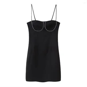 Casual jurken lente 2024 Damesmode Bandjurk Unieke Retro BH-ketting Backless Sexy Slim Mini