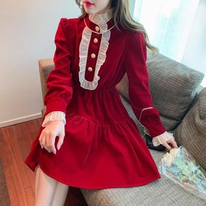 Robes décontractées printemps automne robe de noël mignon vêtements pour femmes 2023 rouge noir Mini filles princesse hauts D1516