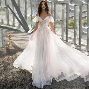 Casual jurken lente groot formaat bruiloft gaasjurk slank en schouders dikke kanten bloem een ​​woord schouder voor vrouwen