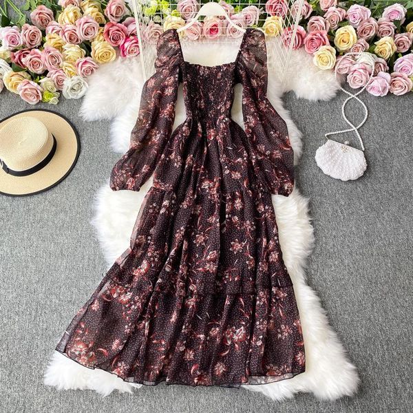 Vestidos casuales Primavera Verano vestido 2023 Vintage Floral mujer elegante manga larga para mujeres moda coreana Vestids Pph3810