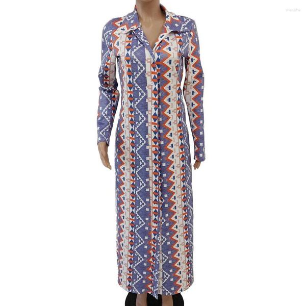 Vestidos casuales Primavera Verano Vestido largo de manga larga Estilo africano Damas Rich Bazin Estampado Vintage Tallas grandes 3XL Longitud Mujer Fiesta