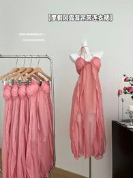 Casual jurken lente zomer sexy besteden je vakantie jurk dames mode roze tuniek uit één stuk bandage strandjurken 2000s romantisch