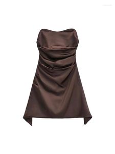 Casual jurken lente zomer dames solide kleur feest strapless vestidos geplooide magere sexy avond prom jurk esthetische borst inpakken