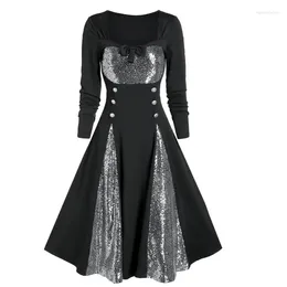 Robes décontractées Steampunk robe gothique pour femmes Vintage médiéval Cosplay Halloween Maxi dentelle jupes victoriennes Costumes vêtements